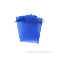 Eco Friendly Organza Drawstring Pouch , Blue Gift Bag With